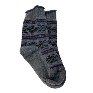 Men's Winter Thick Plush Warm Socks Mid-Length Grey Cotton Blend Scandinavian L