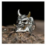 Self Defense Ring for Women Devil Demon Steel with Gold Color Trim