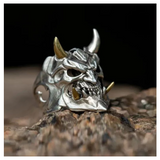 Self Defense Ring for Women Devil Demon Steel with Gold Color Trim