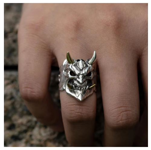 Self Defense Ring for Women Devil Demon Steel with Gold Color Trim