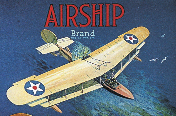 Airship Brand Fruit Crate Label Reproduction Bi-Plane Fillmore Fruit Co 