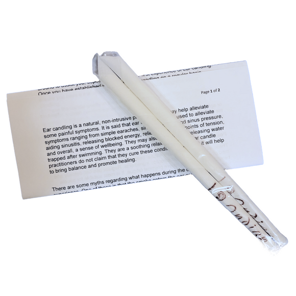Ear Candles (1 pair) Candling Natural Bees Wax & Cotton Hollow + Information Sheet